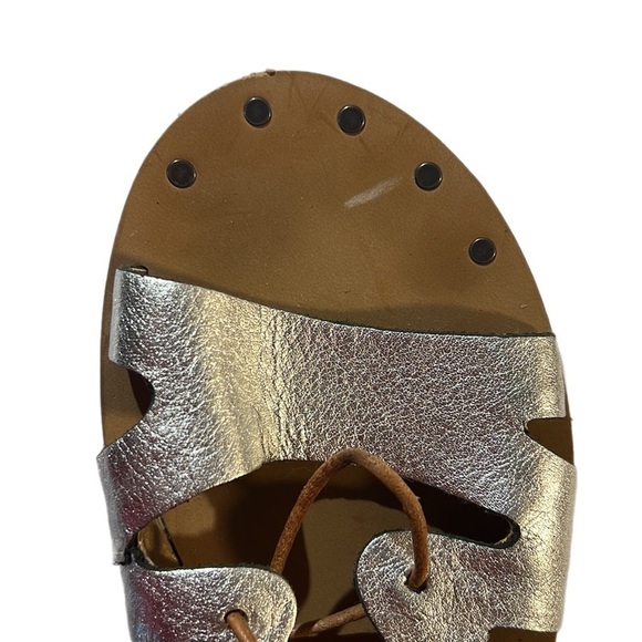 EUC Latigo “Rapper”Handmade Leather Lace Up Sandal Metallic 1” Block Heel 8.5 - Picture 4 of 11